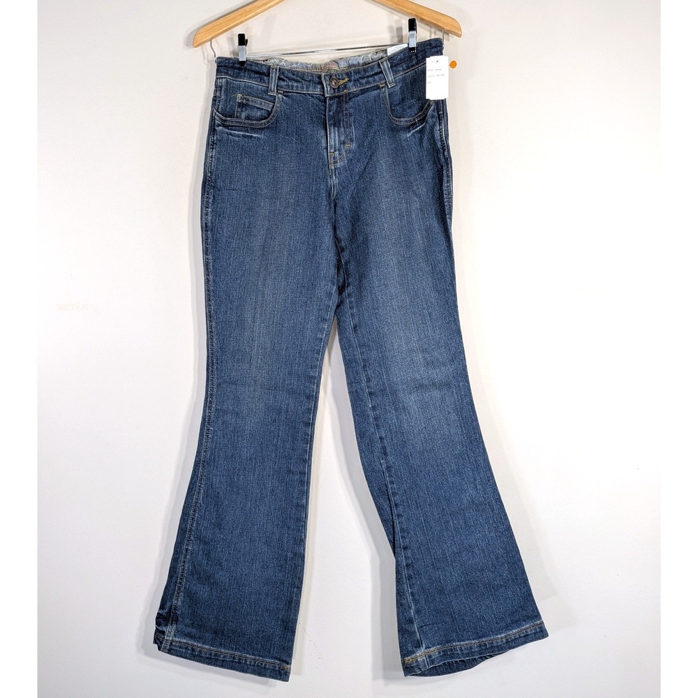 Hang Ten Blue Jeans; Embroidered Footprints, Bootcut, Medium Wash, NWT